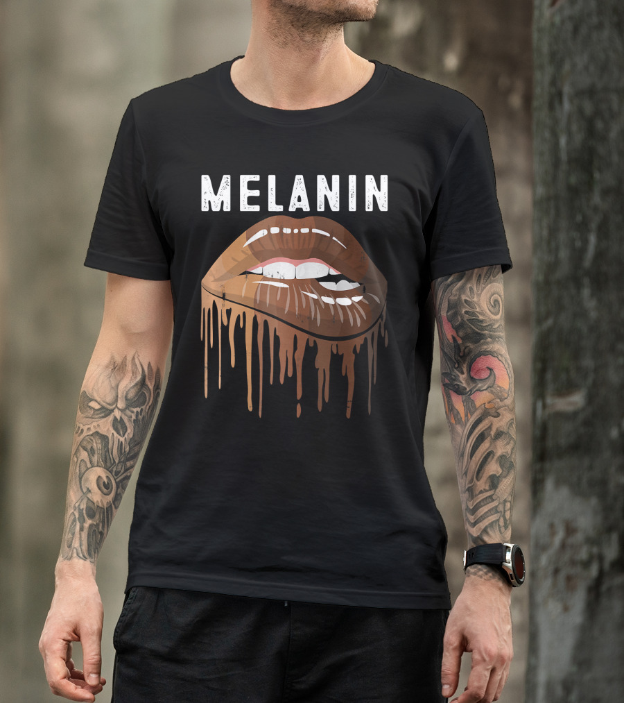 Melanin Dripping Lips Art Black History African American Pride T-Shirt