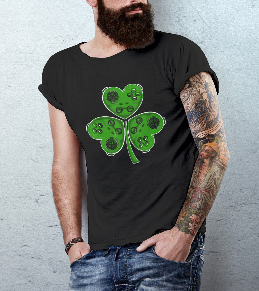 Video Game Controller Shamrock St Patrick Day T-Shirt