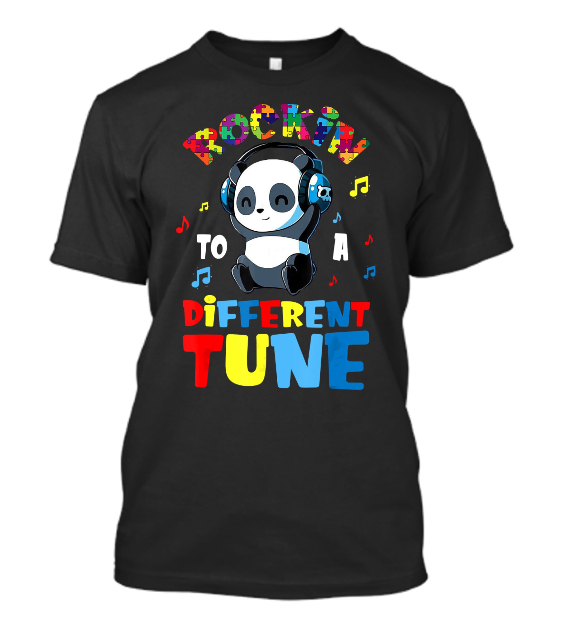 Rockin To A Different Tune Panda Autism Awareness T-Shirt