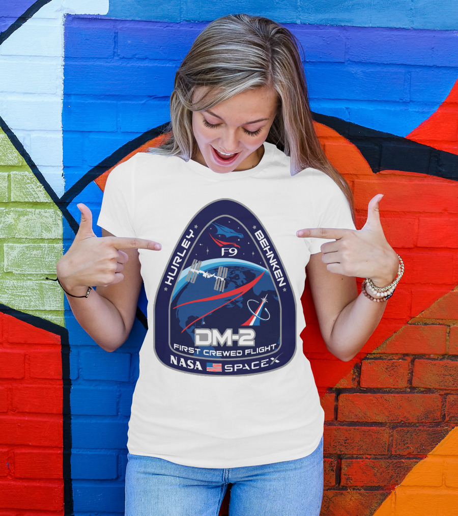 NASA SpaceX DM-2 First Crewed Flight Hurley Behnken Logo F9 T-Shirt
