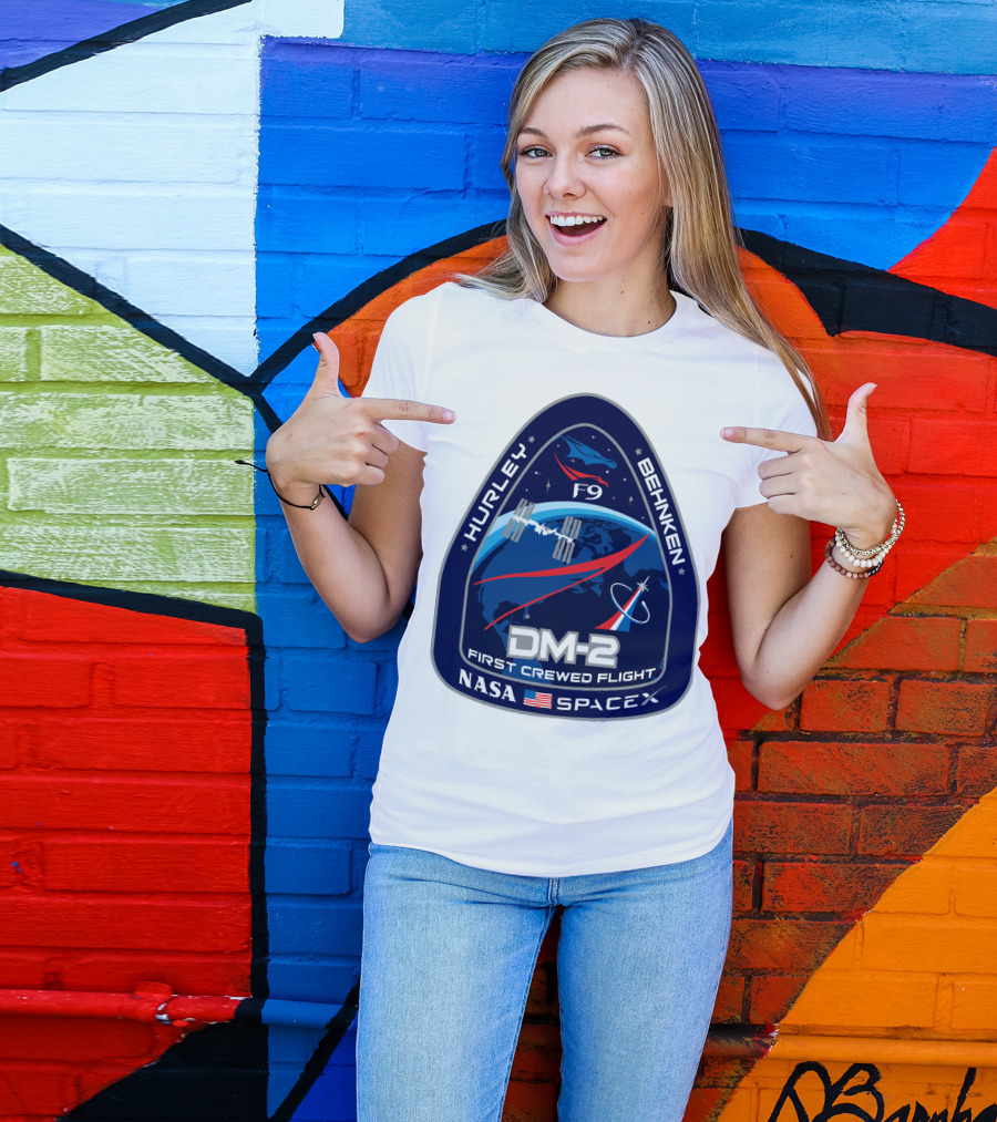 NASA SpaceX DM-2 First Crewed Flight Hurley Behnken Logo F9 T-Shirt
