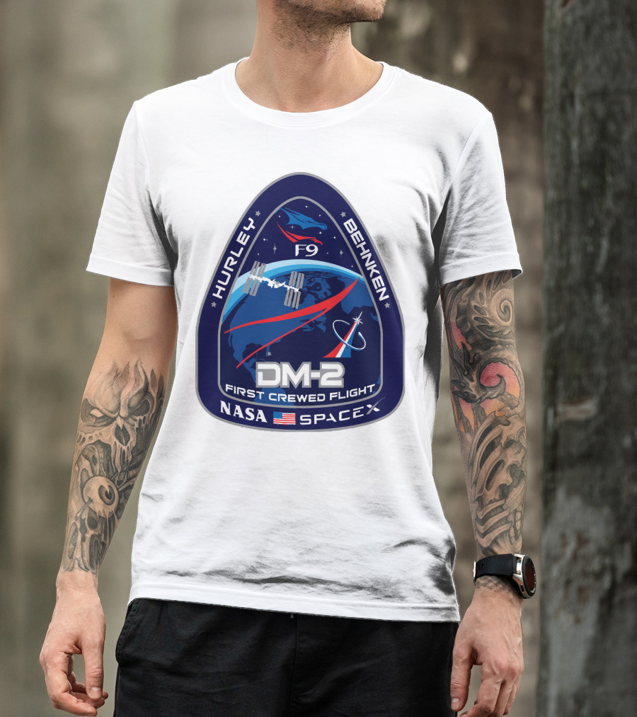NASA SpaceX DM-2 First Crewed Flight Hurley Behnken Logo F9 T-Shirt