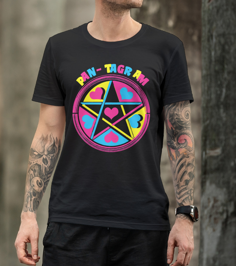 PAN-TAGRAM Hearts And Pentagram Retro T-Shirt