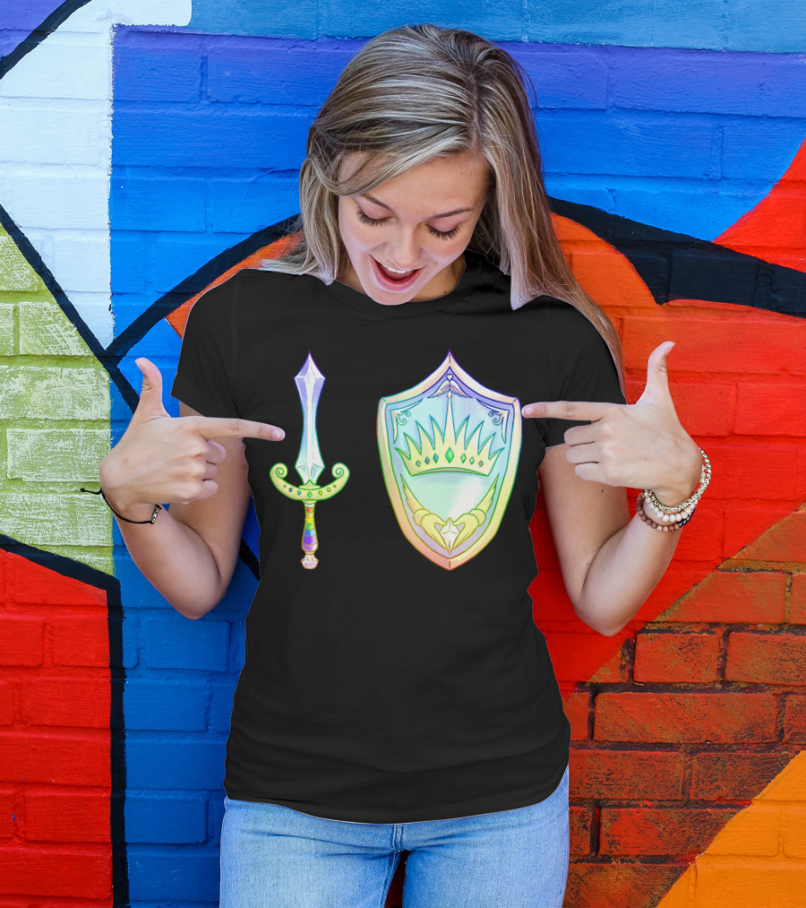 Rainbow Armory Crystal Sword Shield Crown T-Shirt