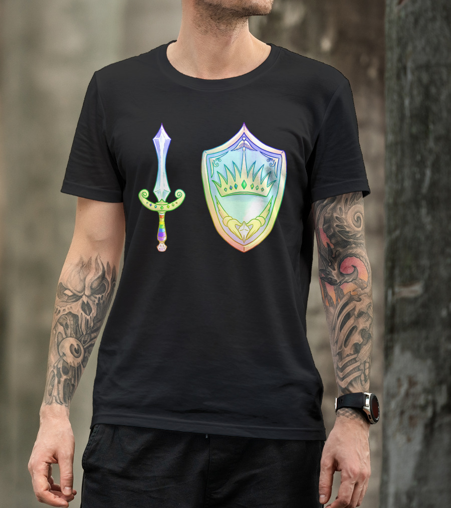 Rainbow Armory Crystal Sword Shield Crown T-Shirt
