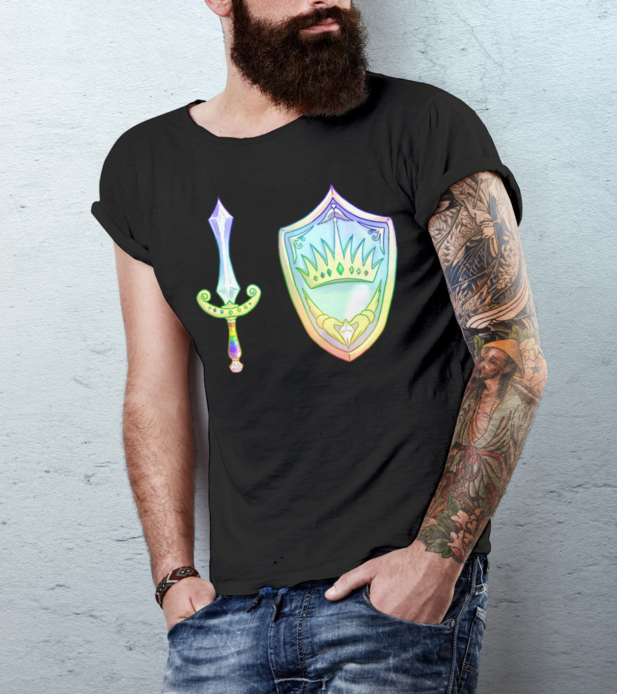 Rainbow Armory Crystal Sword Shield Crown T-Shirt