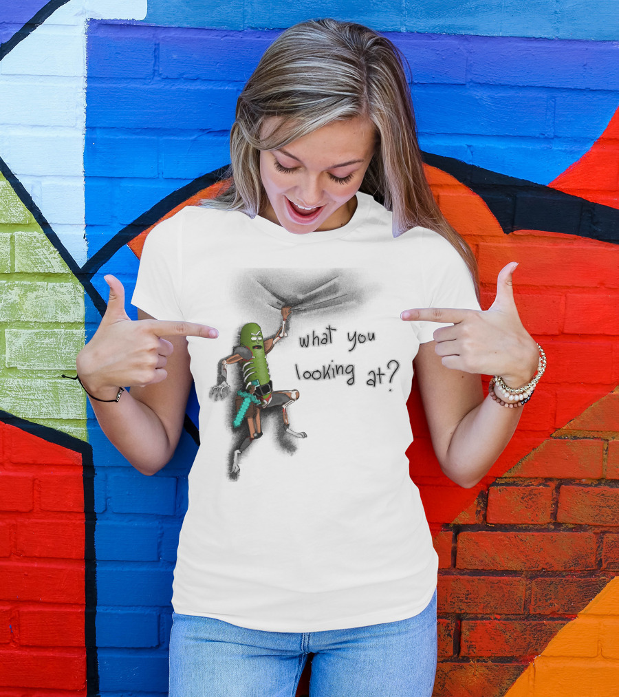 What You Looking At Pickle Rick Adventure T-Shirt