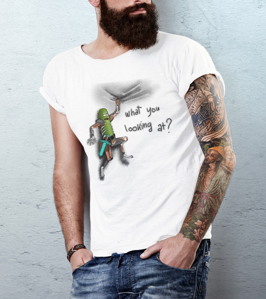 What You Looking At Pickle Rick Adventure T-Shirt