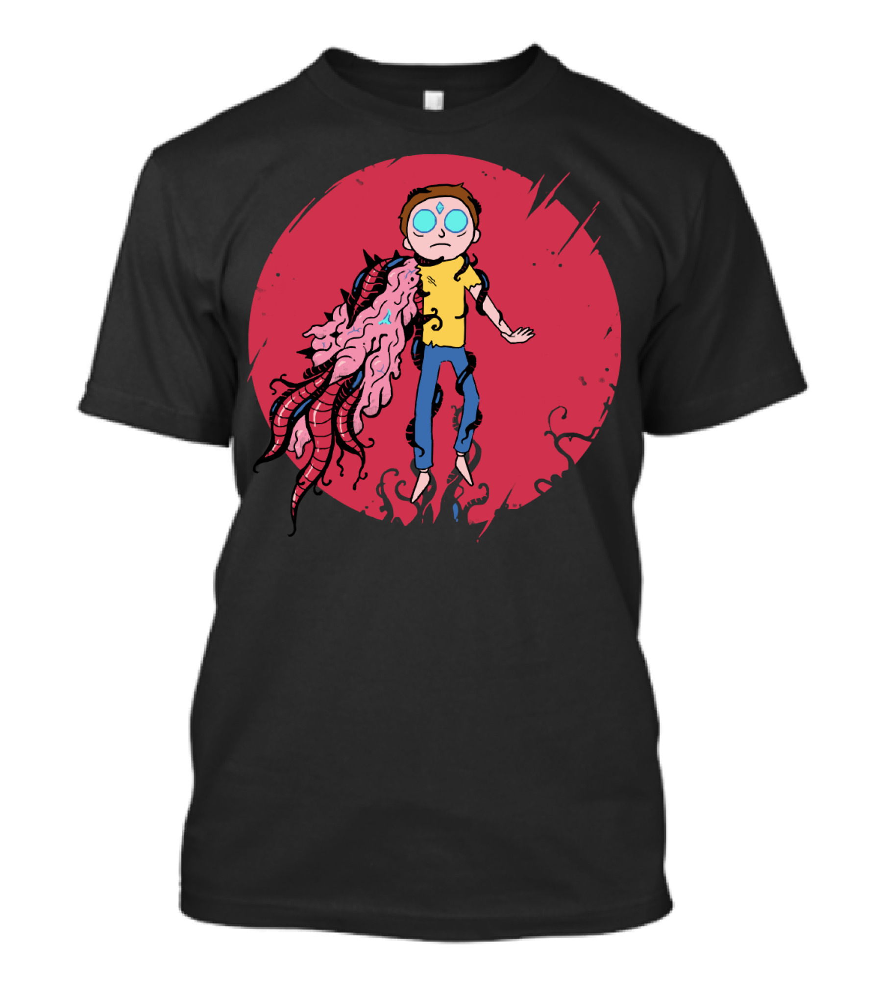 Anime Morty Tentacle Transformation Red Circle Background T-Shirt