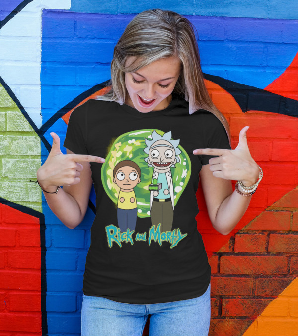 Rick And Morty Green Portal Cute Characters T-Shirt