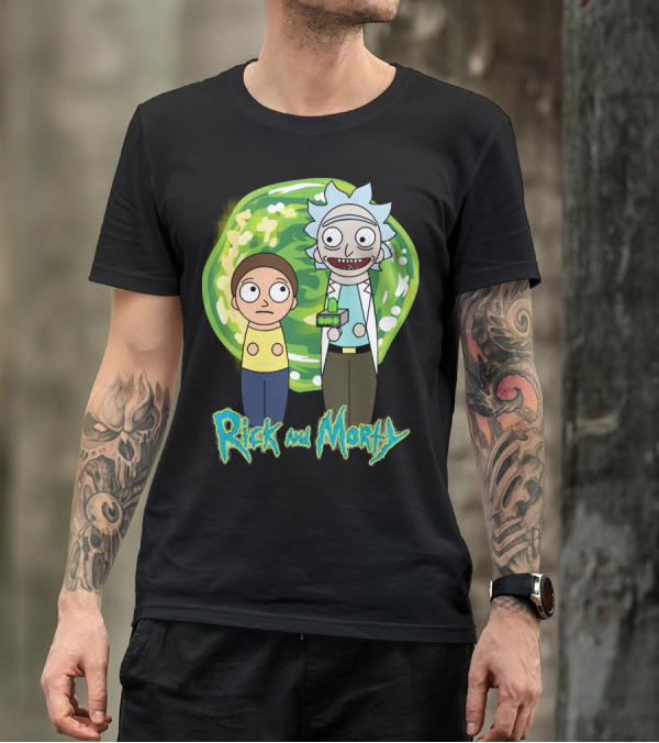 Rick And Morty Green Portal Cute Characters T-Shirt