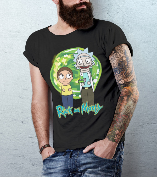 Rick And Morty Green Portal Cute Characters T-Shirt