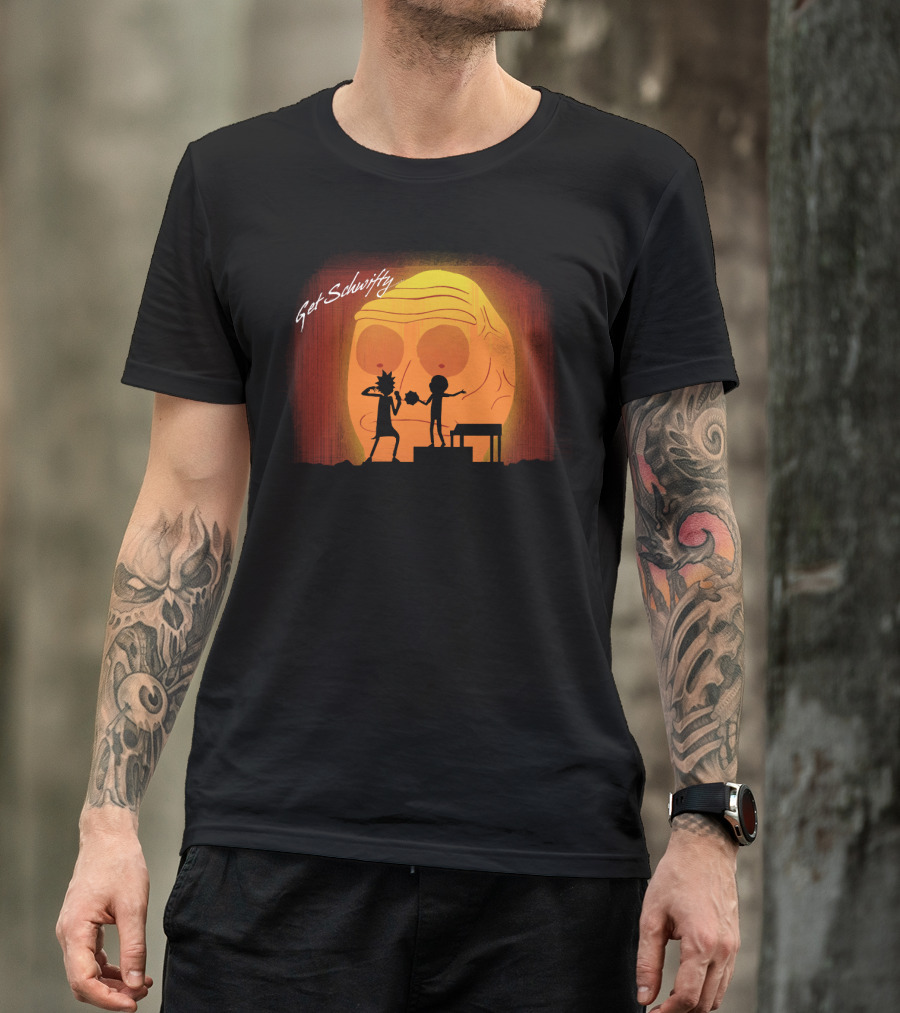 Get Schwifty Rick And Morty Concert Silhouette Against Giant Head T-Shirt