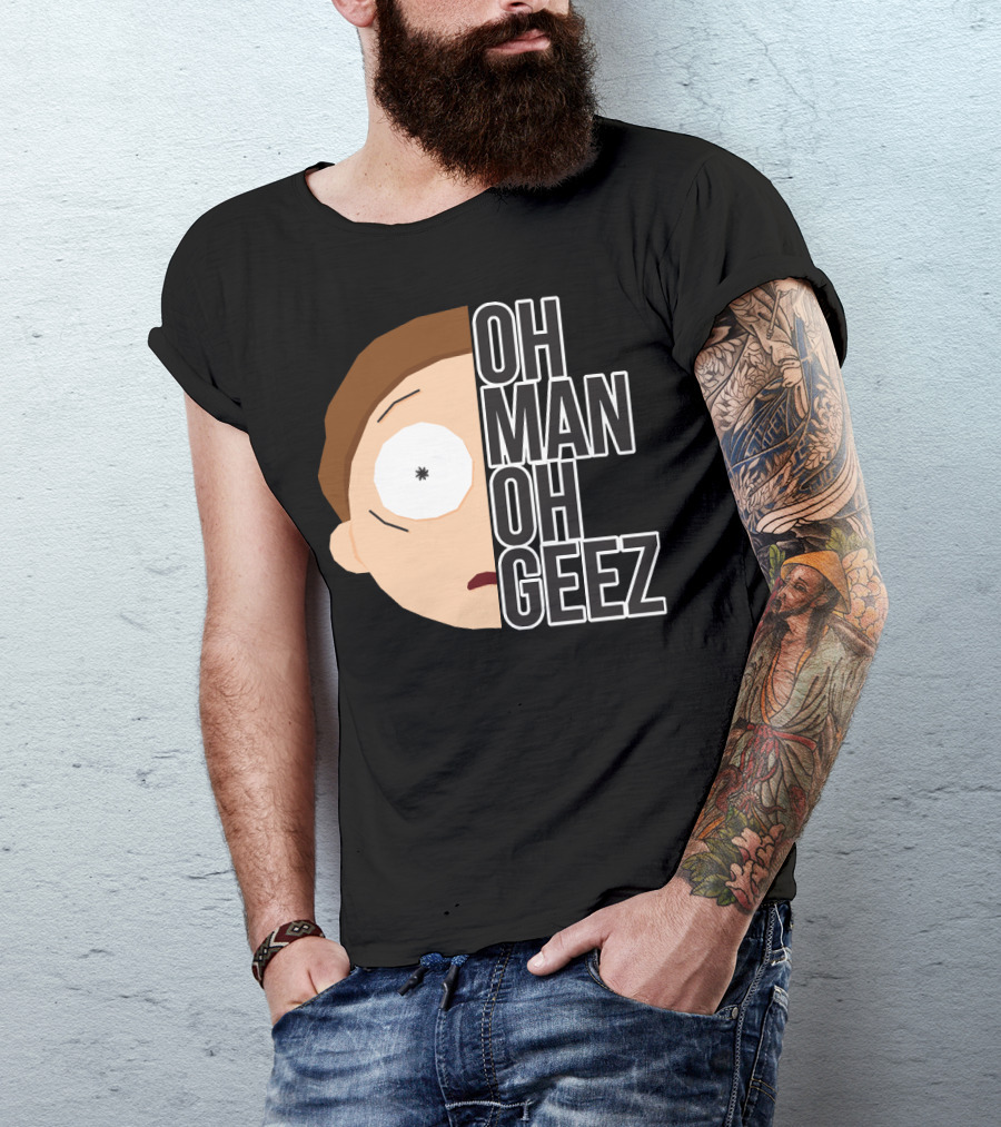 Oh Man Oh Geez Morty Split Face T-Shirt