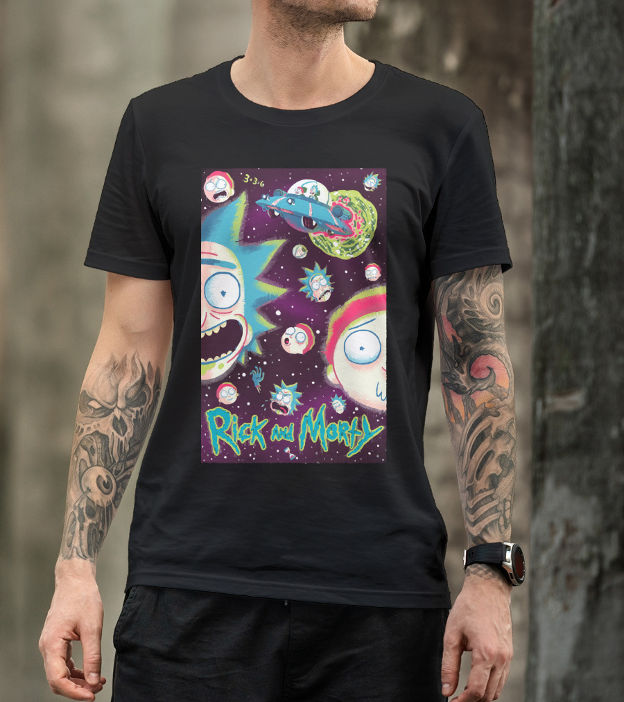 Rick And Morty Galaxy Adventure Cartoon Spaceship Outer Space 3-3-6 T-Shirt