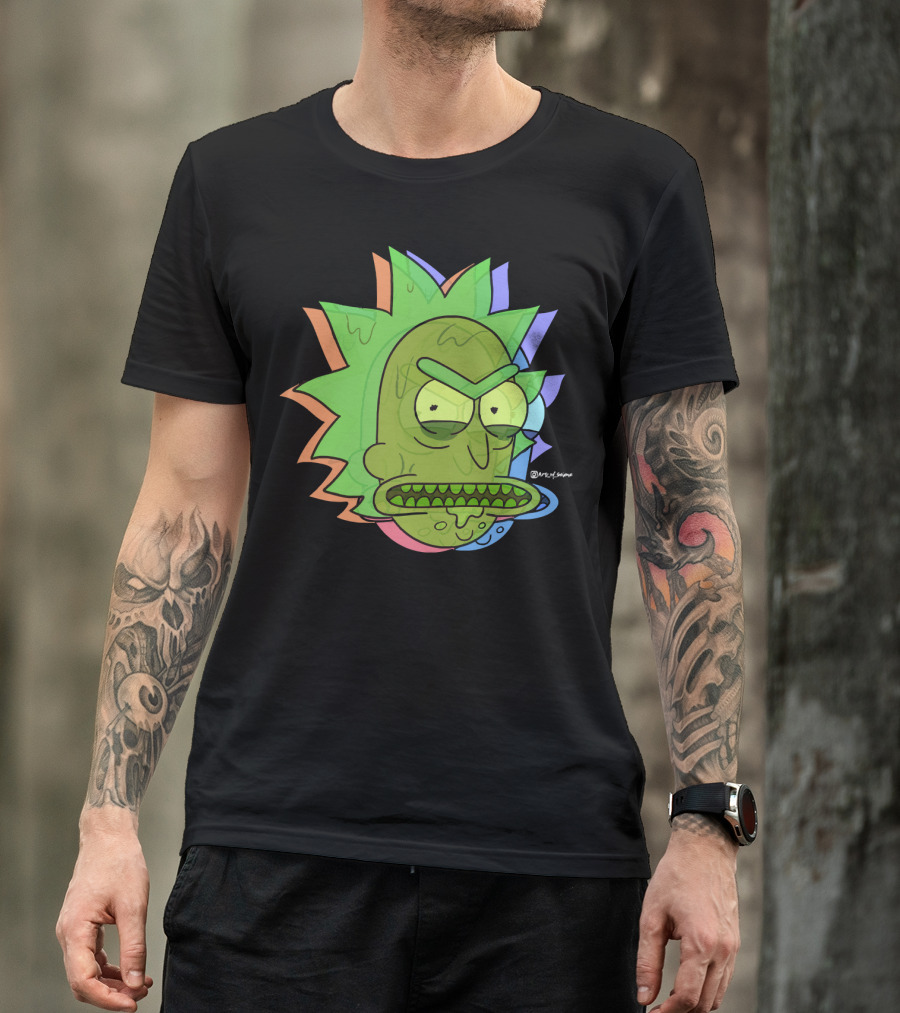 Toxic Rick Slime Face Multicolor Portal Fan T-Shirt