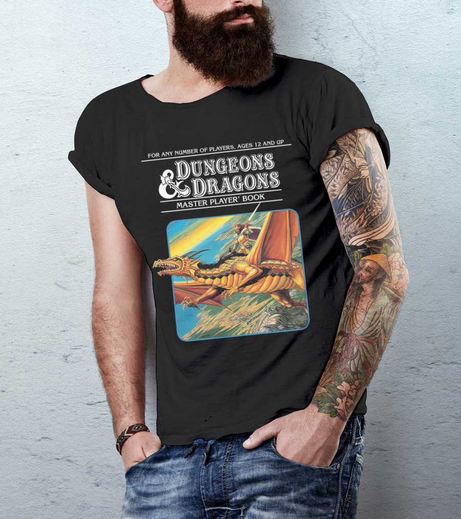 Dungeons And Dragons Master Player Book Vintage Dragon Rider Adventure T-Shirt