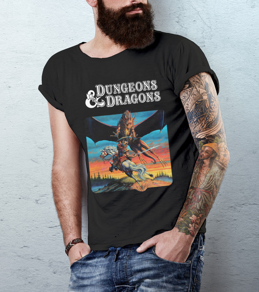 Dungeons And Dragons Epic Dragon Battle Scene T-Shirt