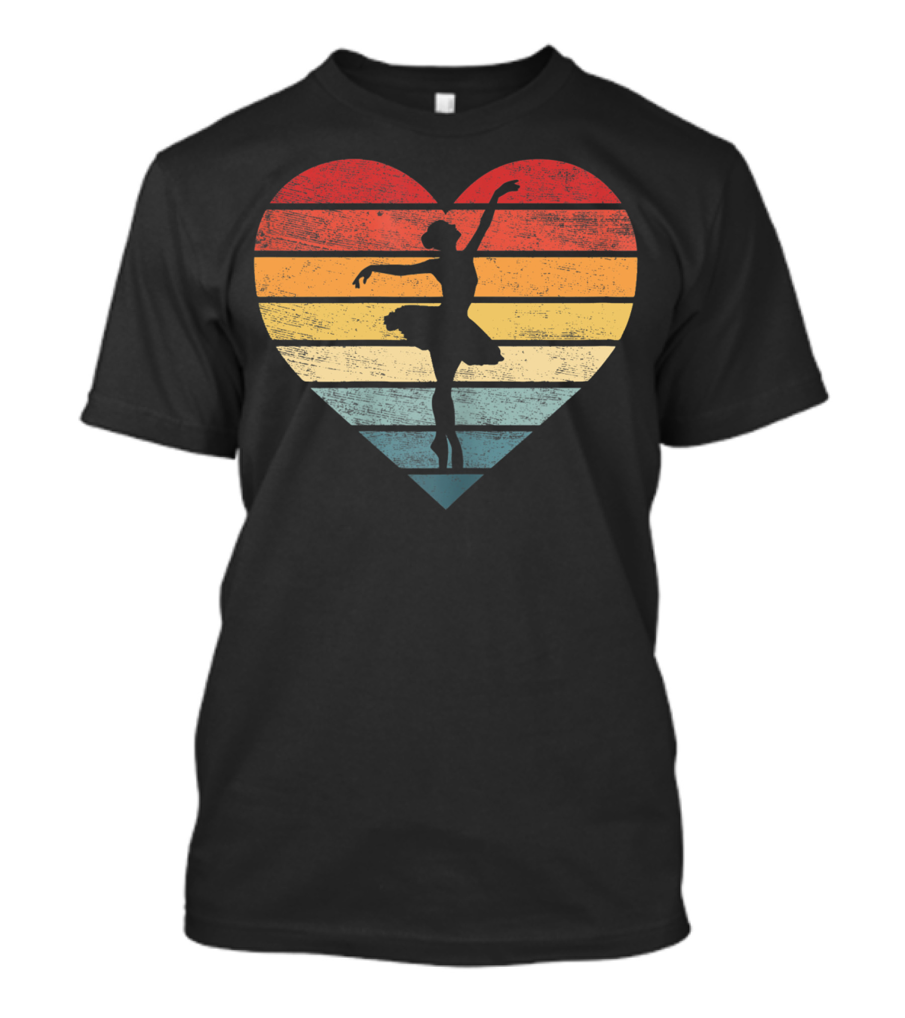 Ballerina Silhouette Heart Vintage Sunset Ballet Dancer T-Shirt