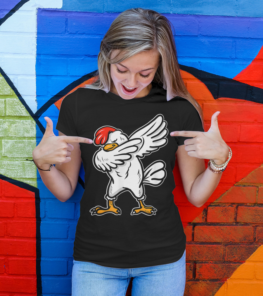 Dabbing Chicken Icon With Red Comb And White Feathers T-Shirt