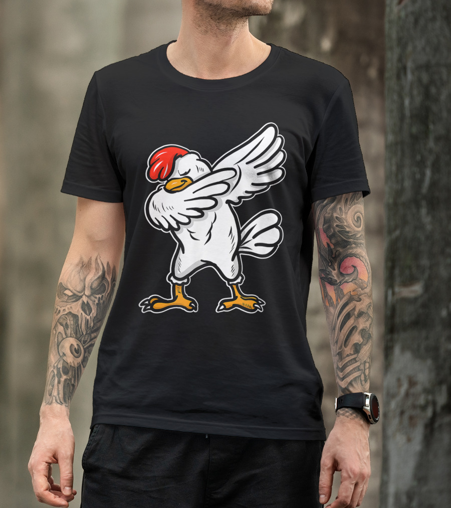 Dabbing Chicken Icon With Red Comb And White Feathers T-Shirt