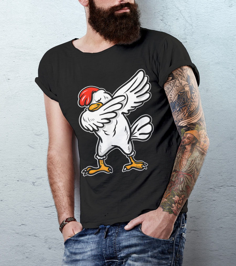 Dabbing Chicken Icon With Red Comb And White Feathers T-Shirt