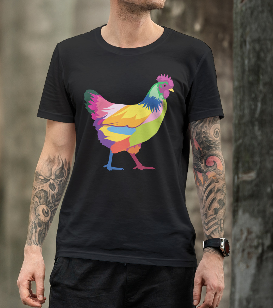 Colorful Rainbow Chicken Hen For Mama T-Shirt