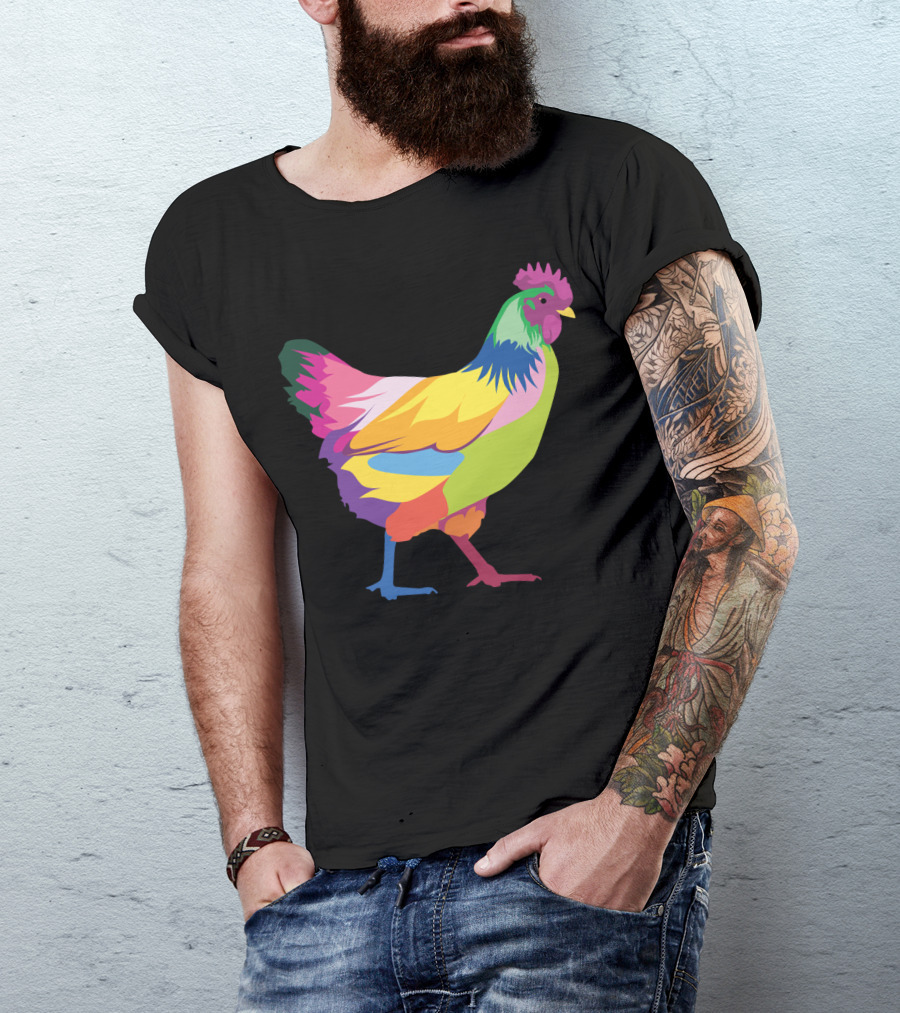 Colorful Rainbow Chicken Hen For Mama T-Shirt