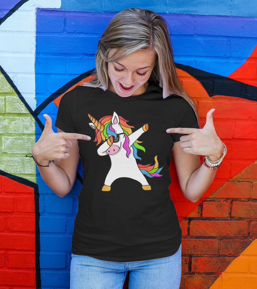 Rainbow Dabbing Unicorn Dab Unicorn T-Shirt
