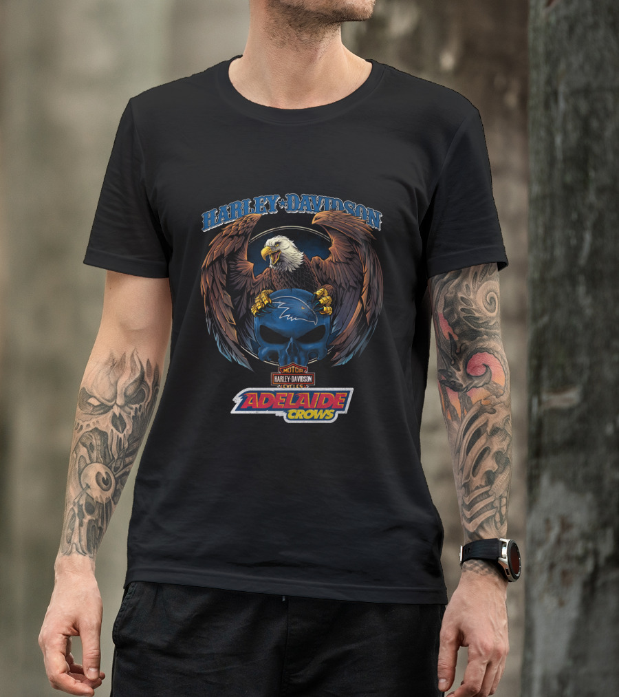 Harley Davidson Adelaide Crows Eagle Skull T-Shirt