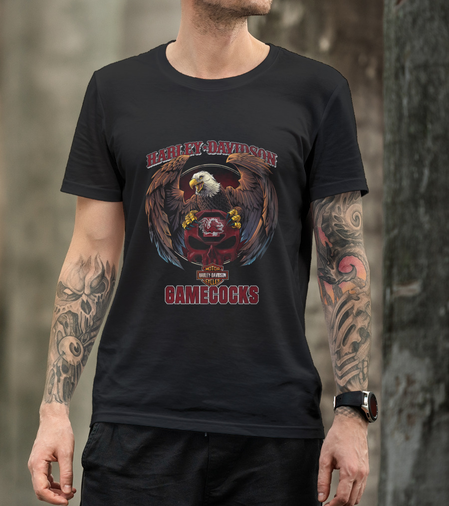 Harley Davidson South Carolina Gamecocks Eagle Motor Cycles T-Shirt