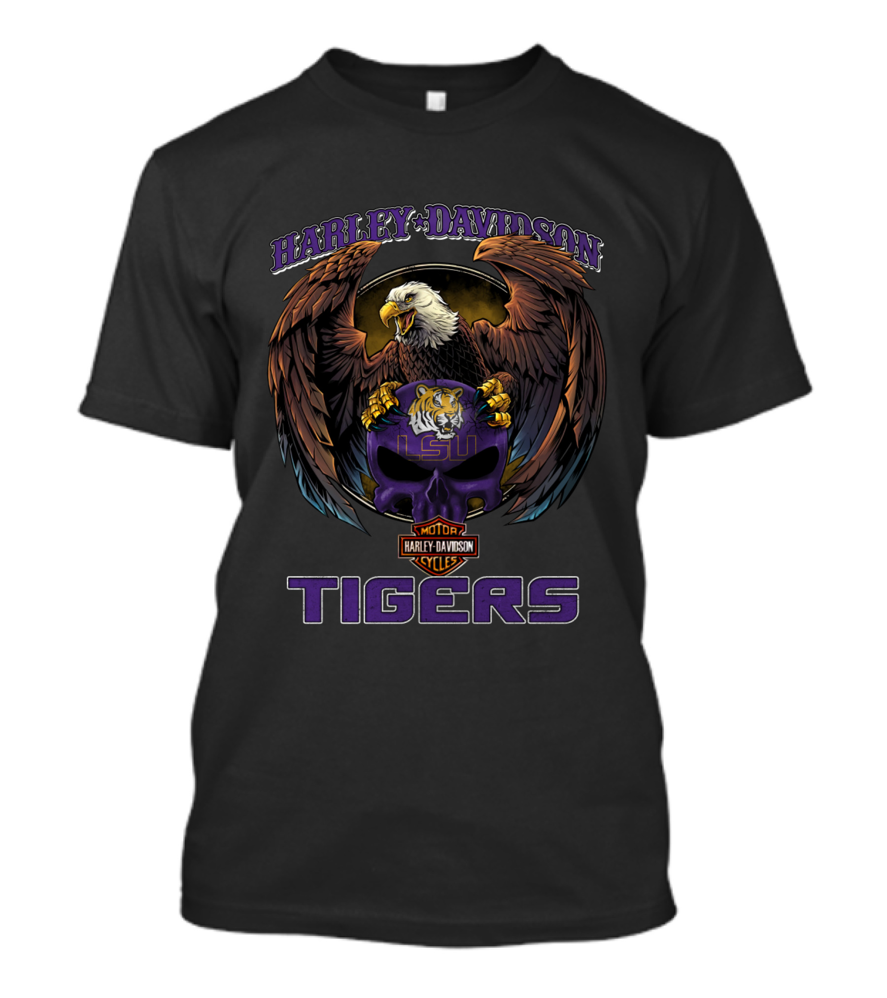 Harley Davidson Lsu Tigers Eagle Motor Cycles T-Shirt
