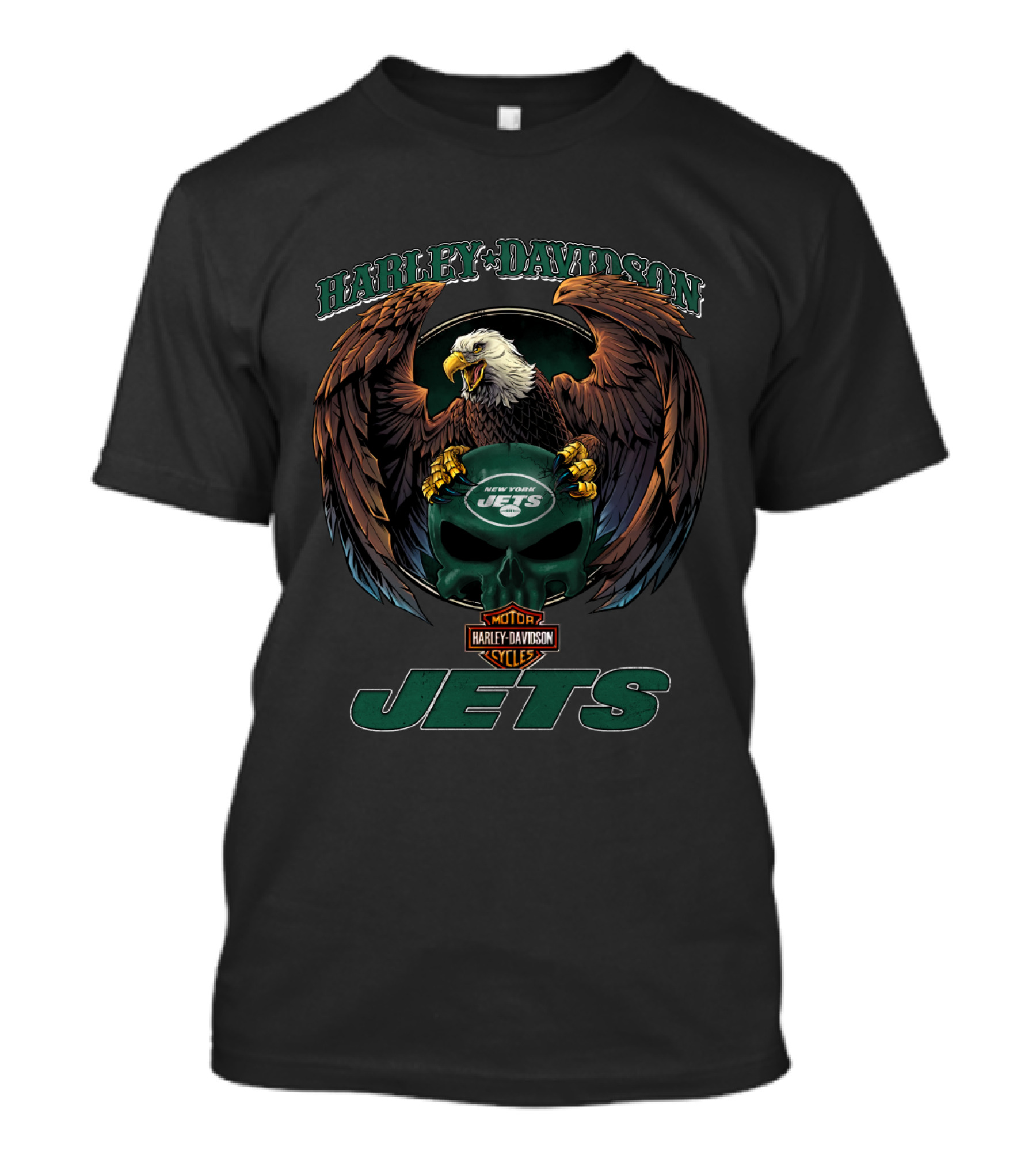 Harley Davidson New York Jets Motorcycle Eagles Motor Cycles T-Shirt