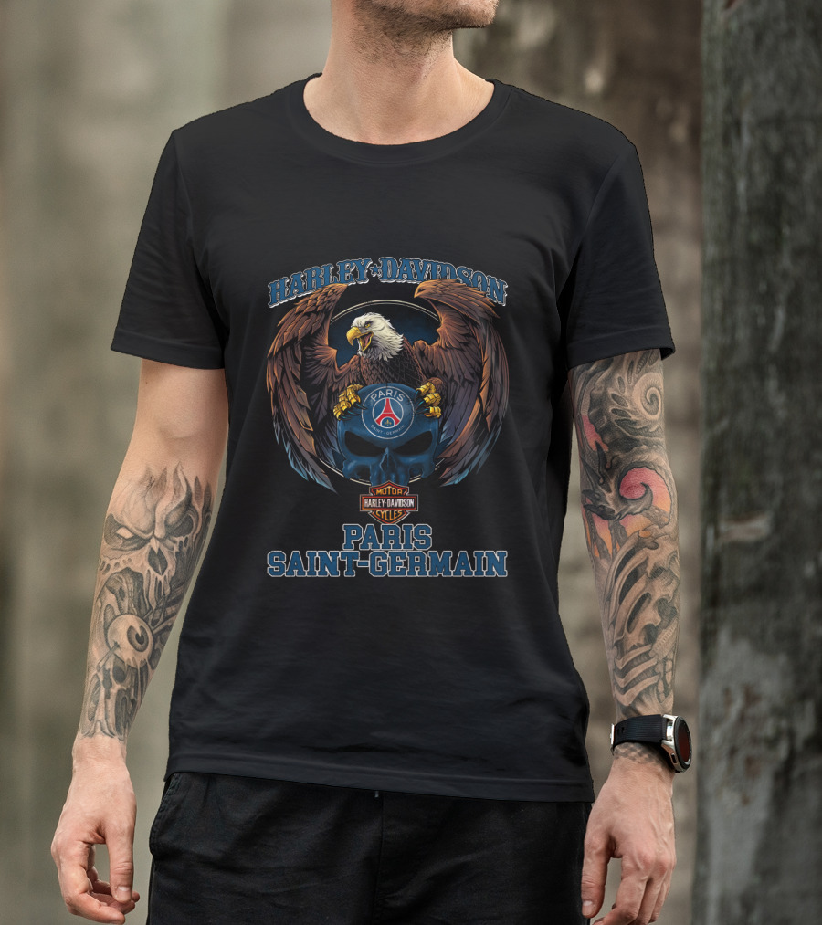 Harley Davidson Paris Saint-Germain Motor Cycles Eagle T-Shirt