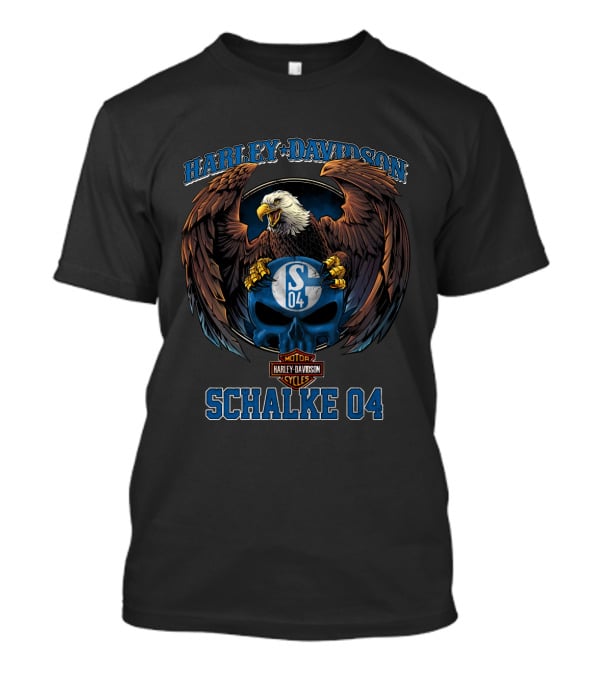 Harley Davidson Schalke 04 Eagle And Skull Motorcycles Cycles T-Shirt