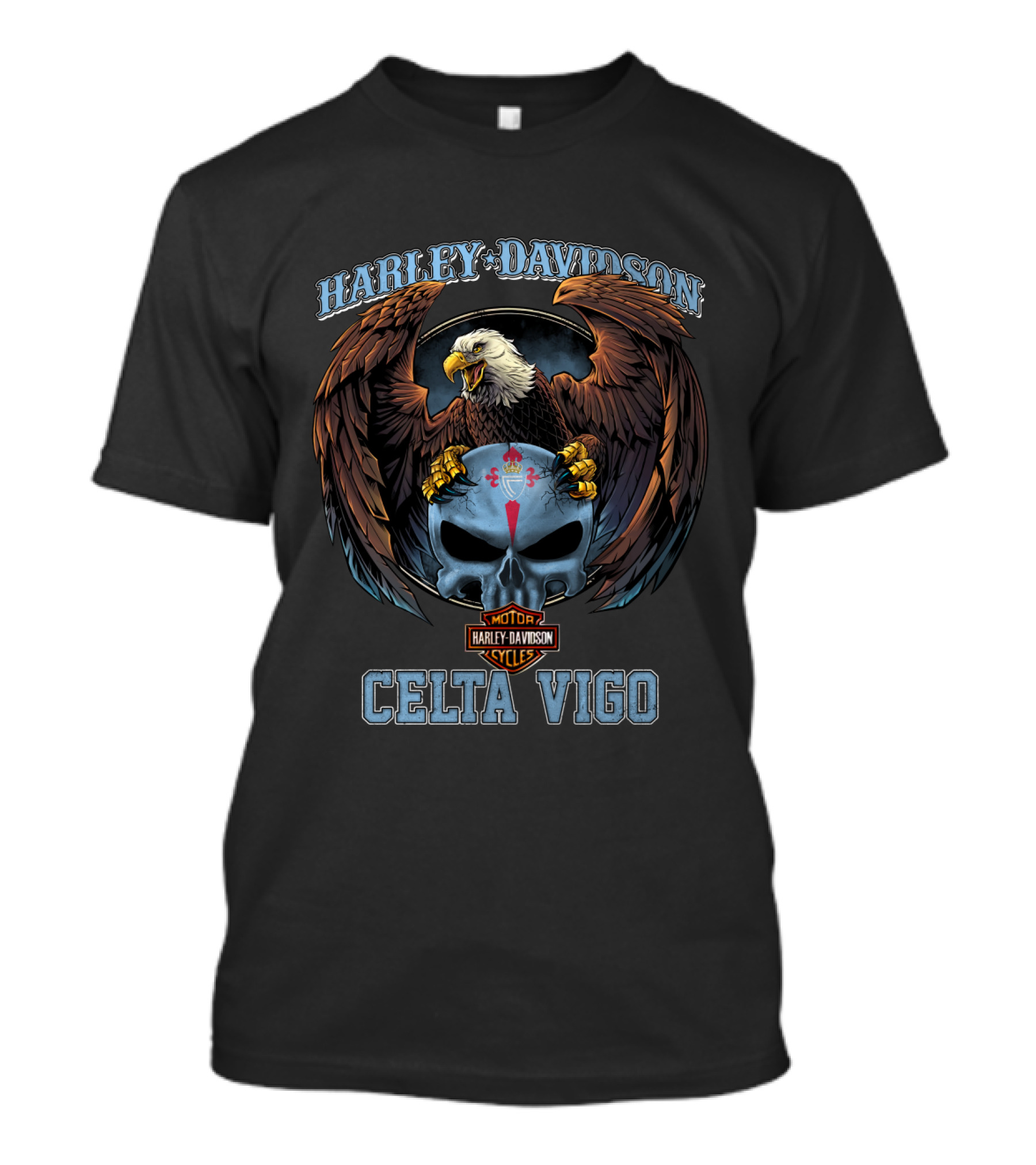 Harley Davidson Motor Cycles Celta Vigo Eagle Skull T-Shirt