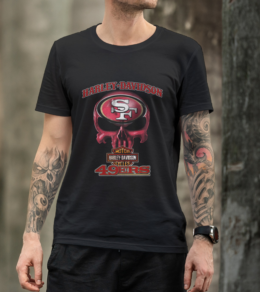 Harley Davidson San Francisco 49ers Sf Skull Nfl 49ers T-Shirt