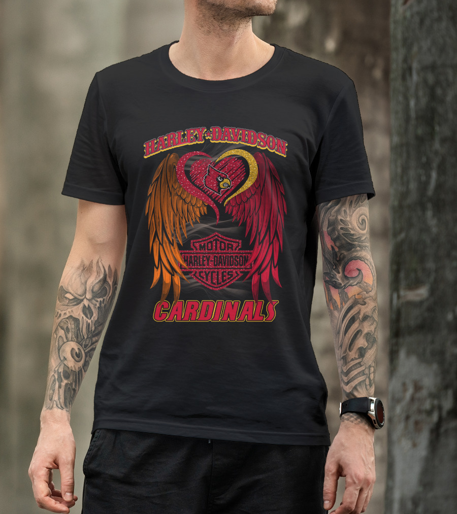 Harley Davidson Ncaa Louisville Cardinals Winged Heart T-Shirt