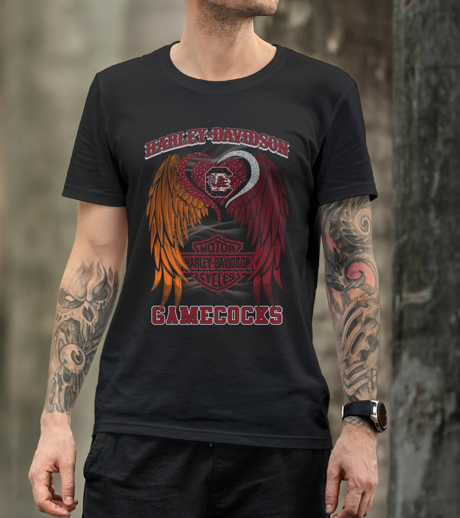 Harley Davidson South Carolina Gamecocks Motorcycles Wings T-Shirt