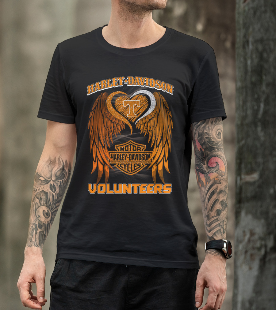 Harley Davidson Motor Cycles Tennessee Volunteers Wings T-Shirt