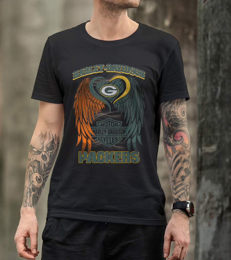 Harley Davidson Packers Motor Cycles Green Bay Nfl Hd2805 T-Shirt