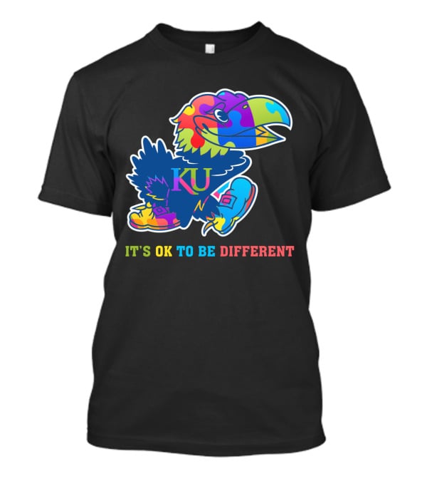 KU Jayhawks It's OK To Be Different Rainbow Mascot T-Shirt