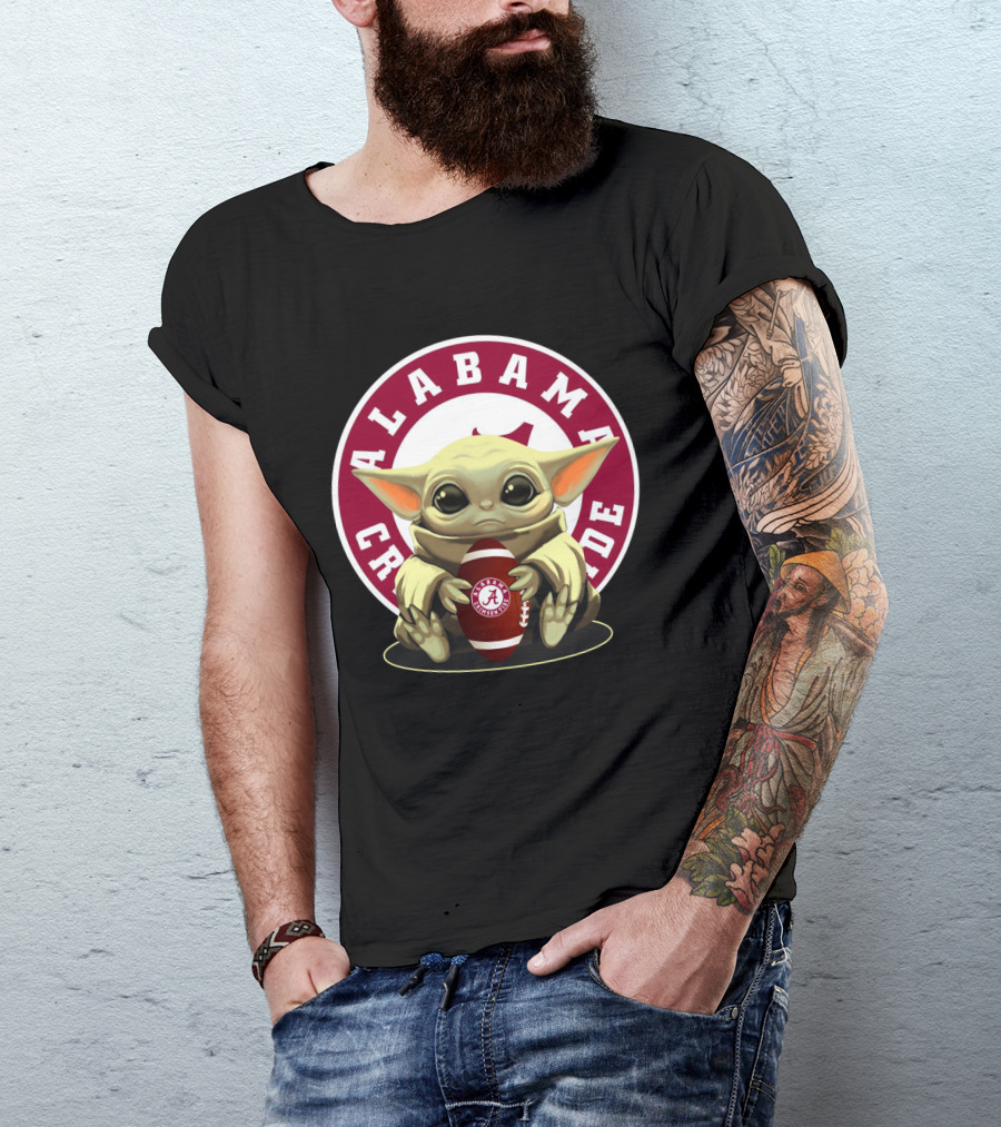Alabama Crimson Tide Baby Yoda Football T-Shirt