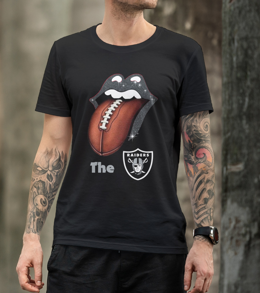 The Raiders Football Smile With Tongue And Shield T-Shirt