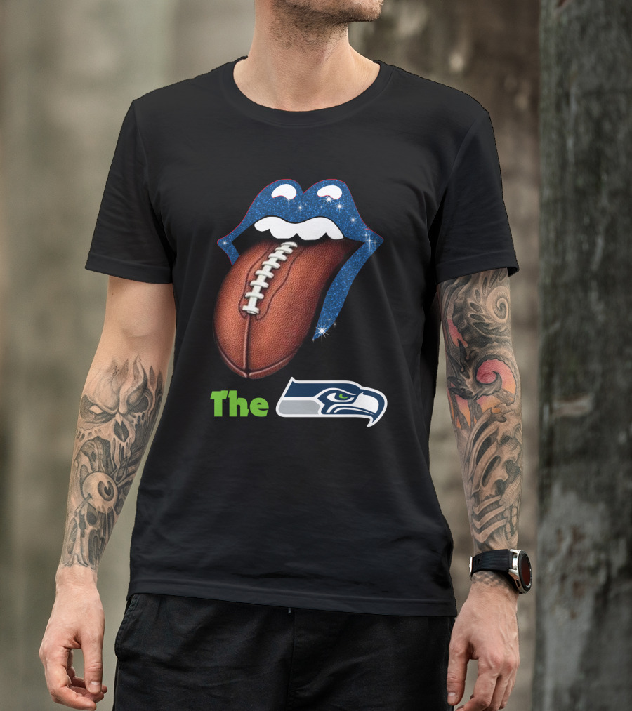 The Seahawks Sparkling Tongue With Football Smile T-Shirt