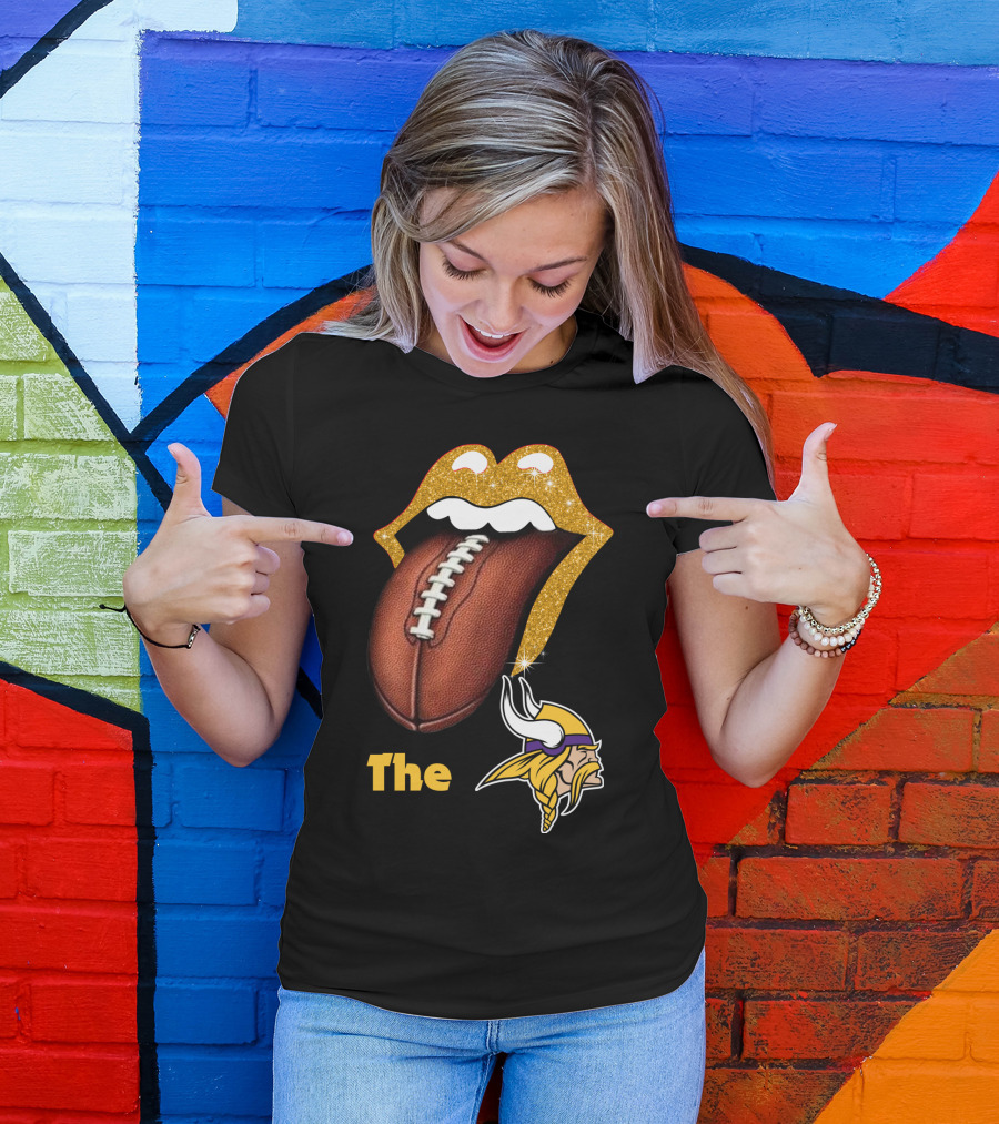 The Smile Vikings Football Logo With Classic Tongue And Glitter Highlights T-Shirt