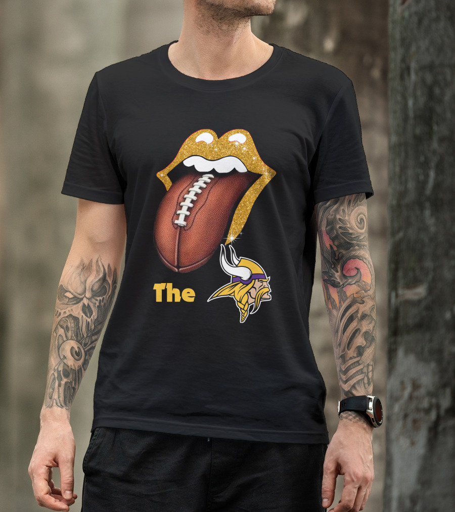 The Smile Vikings Football Logo With Classic Tongue And Glitter Highlights T-Shirt