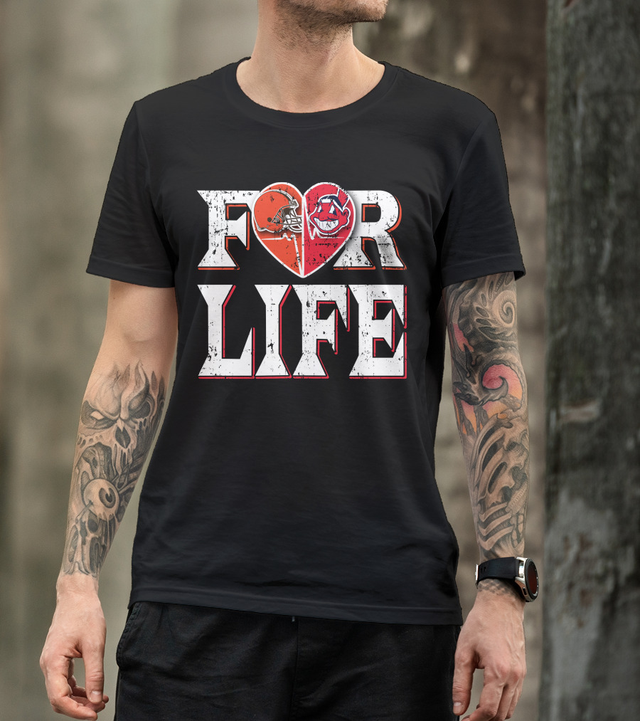 For Life Browns Indians Heart T-Shirt