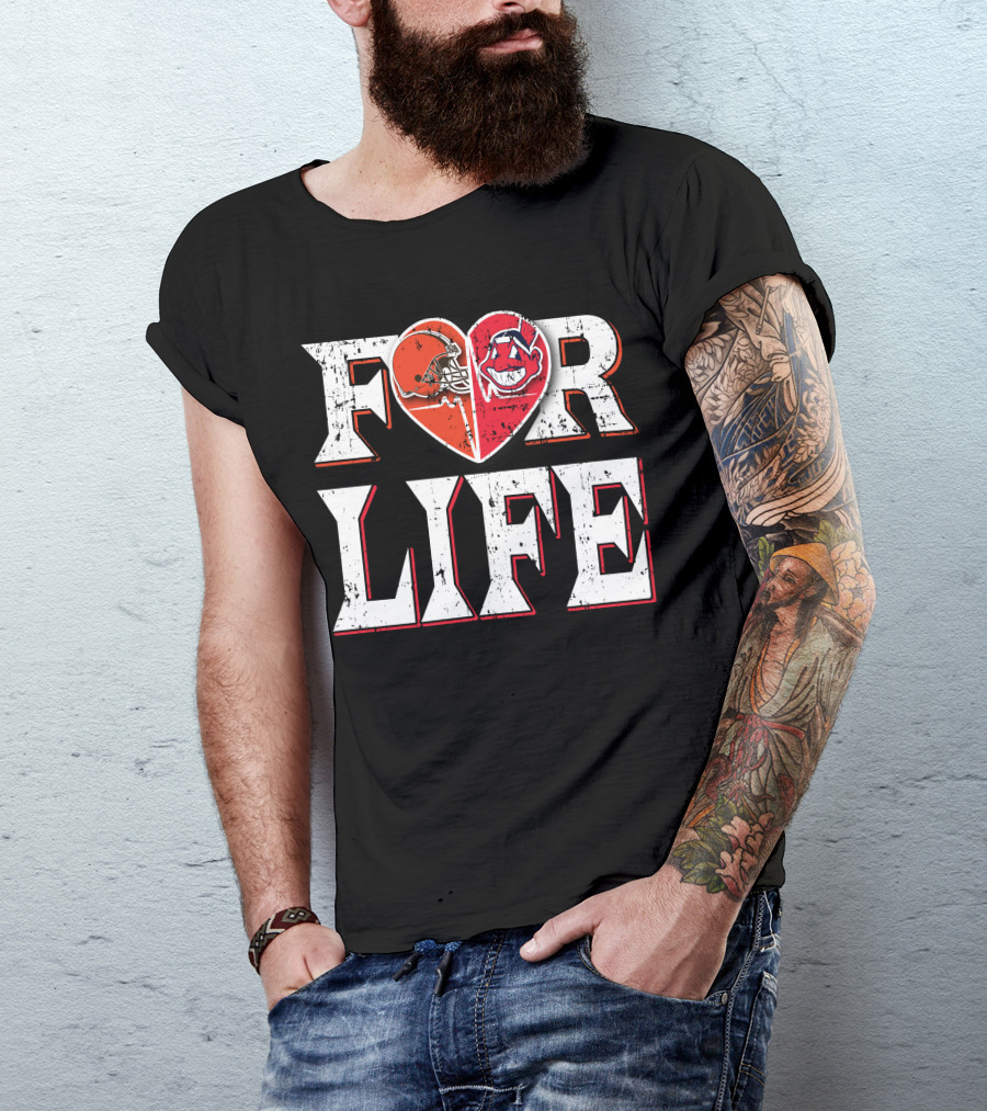 For Life Browns Indians Heart T-Shirt