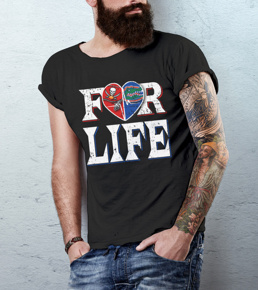 For Life Buccaneers Gators Heart Shape T-Shirt